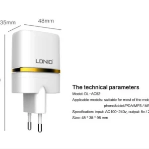 CHARGEUR LDNIO AC 52 2.4A 2USB – Image 4